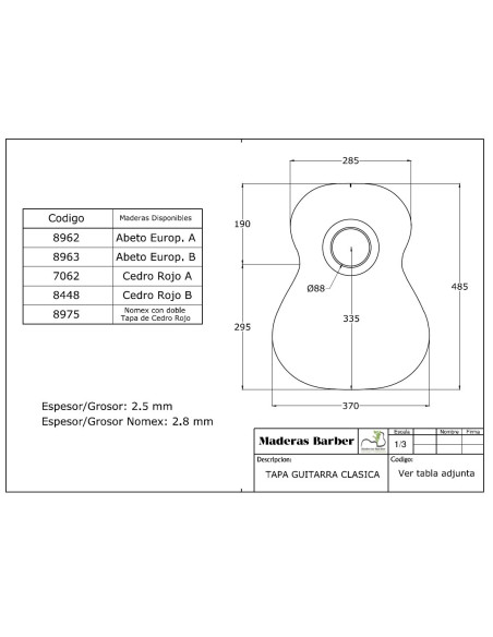 Classic Guitar Model B Red Cedar Finished Top