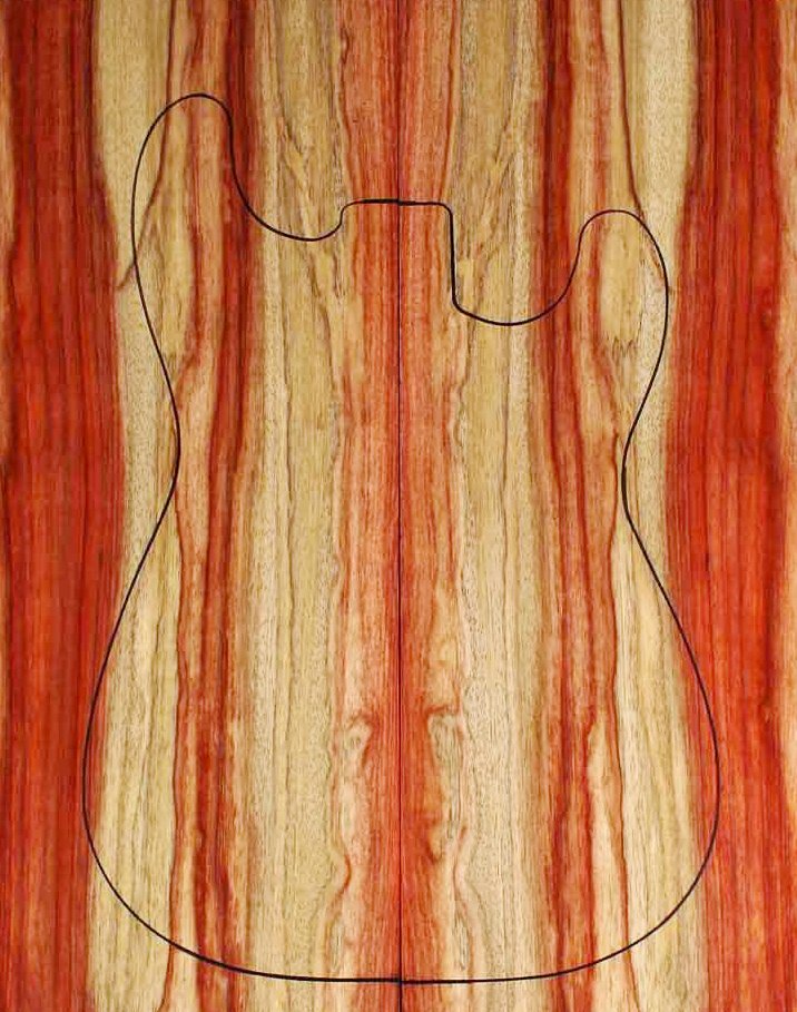Tops Body Padouk rouge Bariolé pour guitare électrique