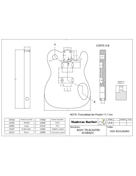 Electric Guitar Finished Honduras Cedar Style Telecaster Body