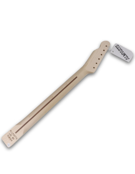 The neck is made of maple, a wood that is characterized as a hard, durable wood