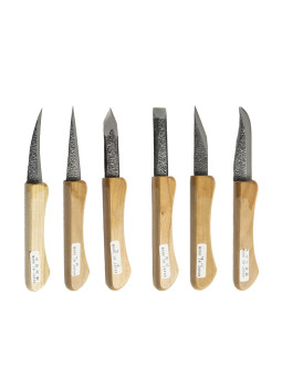 Este set de 6 cuchillos japoneses es esencial para cualquier luthier o artesano que trabaje la madera.