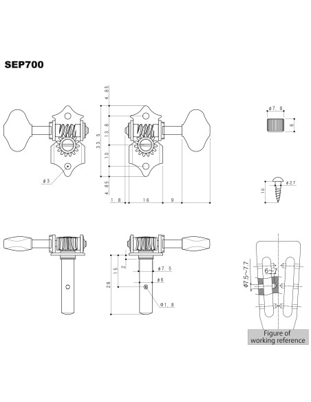 Acoustic Guitar Slotted Headstock Gotoh SEP700/05M-LRXN Nickel | Maderas Barber