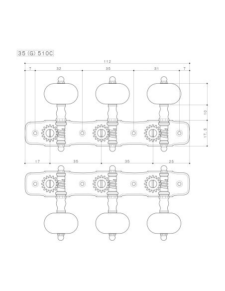 Mécanique Gotoh Guitare Classique Or 35ARB510C/EN | Maderas Barber