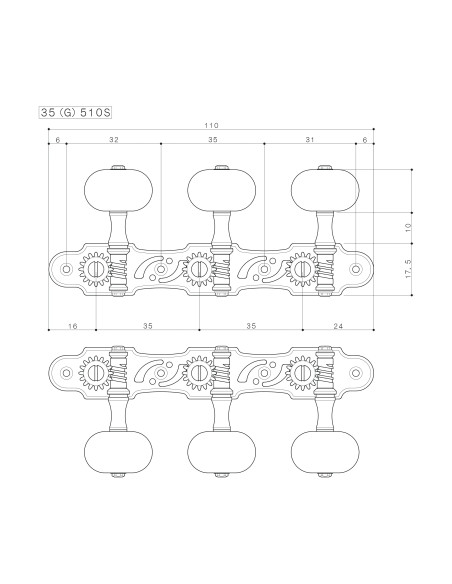 Buy Gotoh Classical Guitar Machine head Nickel 35AR510S/M-N | Maderas Barber