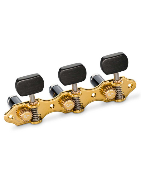 Schaller Machine Head GrandTune Classic Hauser Gold Ebony black posts deluxes | Maderas Barber