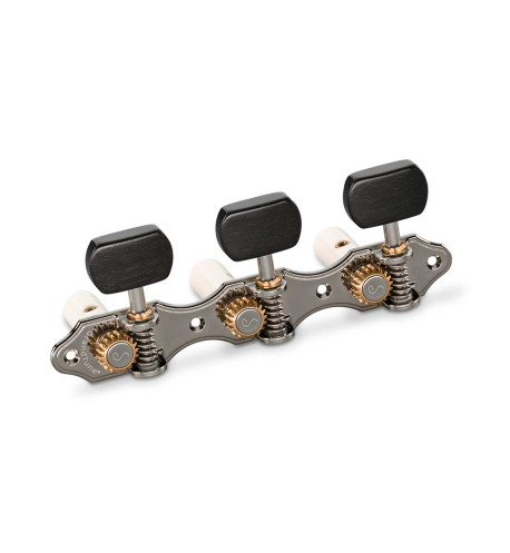 Schaller Machine Head GrandTune Classic Hauser Ruthenium Ebony White Posts