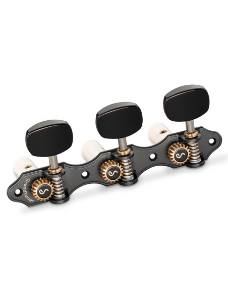 Schaller Machine Head GrandTune Classic Hauser Satin Black Acrylic White Posts