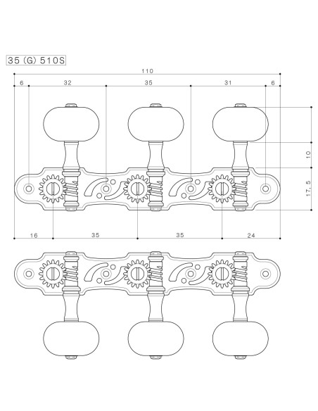 Gotoh Classical Guitar Machine Head X Cosmo Black 35ARB510S/BM-CK | Maderas Barber