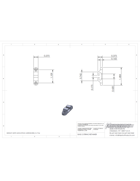 Hipshot Chrome Bass 2-String String Retainer | Maderas Barber