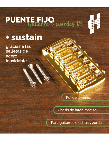 Chevalet Fixe Guitare 6 cordes .175 Chrome Hipshot | Maderas Barber