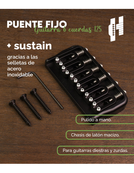 Puente Fijo Guit. 6 Cuerdas .125 Negro Hipshot | Maderas Barber