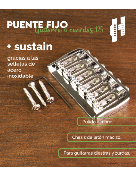 6 String Fixed Guitar Bridge .125 Chrome Hipshot | Maderas Barber