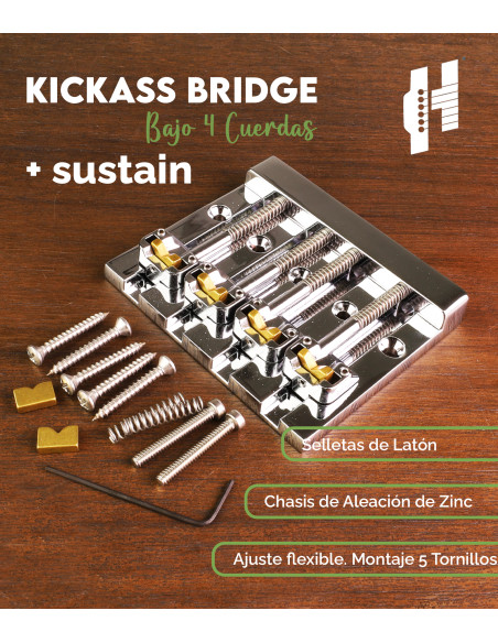 Puente Bajo 4 Cuerdas KickAss™ Cromo Hipshot | Maderas Barber