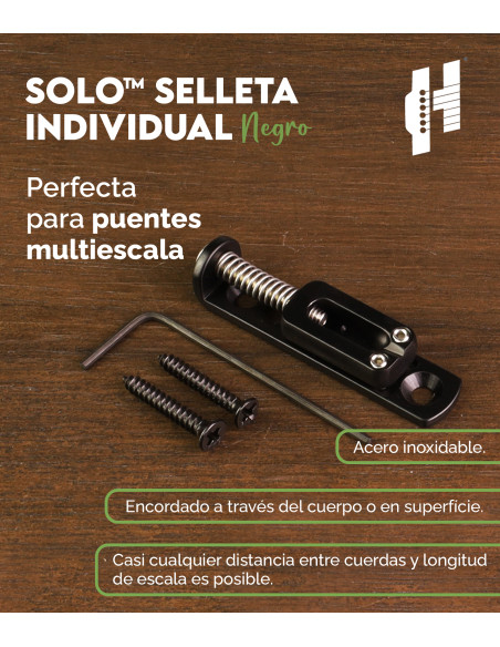 Solo™ Selleta Individual Guitarra Negro Hipshot | Maderas Barber