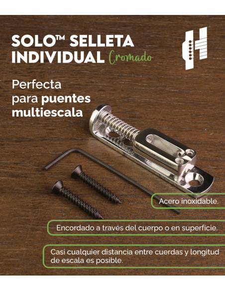 Solo™ Selleta Individual Guitarra Acero Inoxidable Hipshot | Maderas Barber
