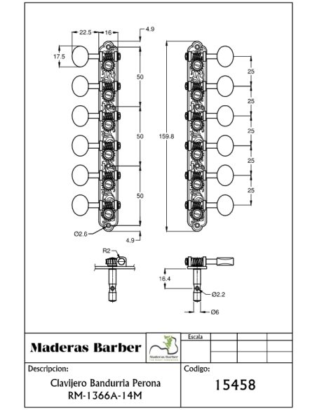 Accordeurs pour Bandurria Perona | Maderas Barber
