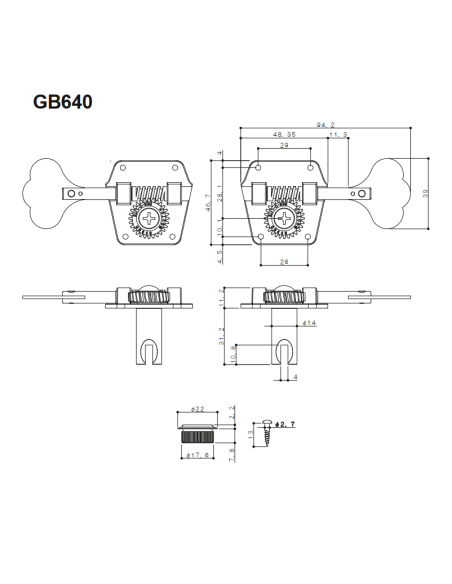 Gotoh Bass Machinehead Gold 2+2 GB640-LRRGG | Maderas Barber