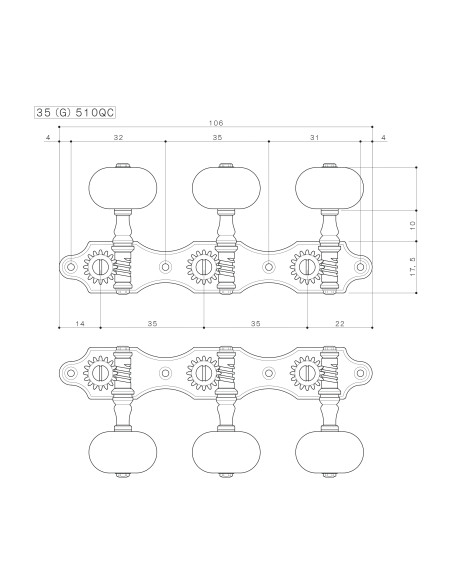 Mécanique Gotoh Guitare Classique Or Mat 35G510QC/EN | Maderas Barber