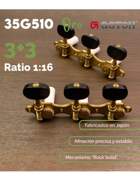 Clavijero Gotoh Guitarra Clásica Oro Mate 35G510QC/EN | Maderas Barber