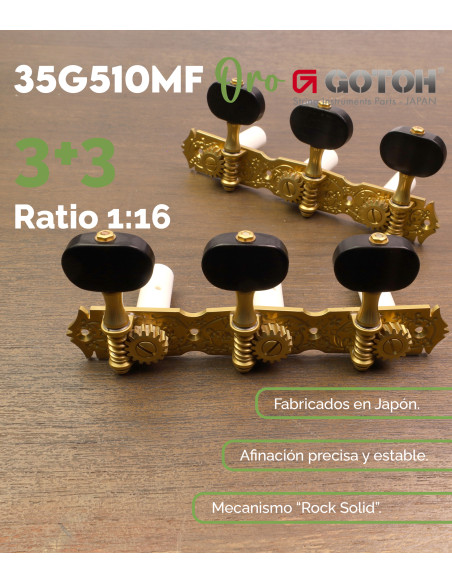 Mécanique Gotoh Guitare Classique Or Mat 35G510MF-EN-XG | Maderas Barber