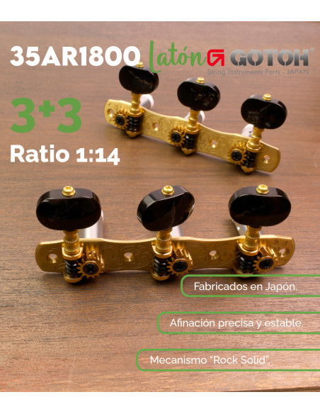 Mécanique Gotoh Guitare Classique 35AR1800/BB-SB | Maderas Barber