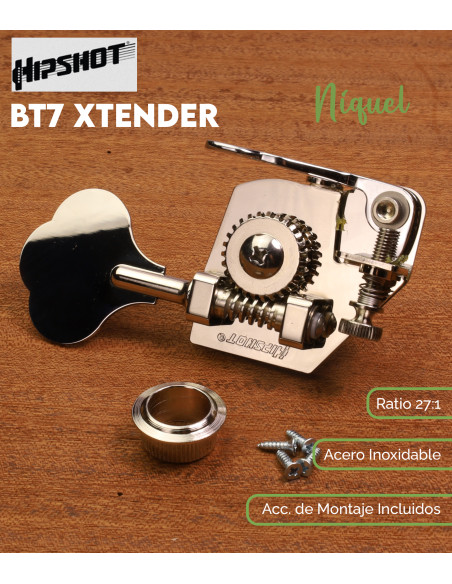 Hipshot BT7 Bass Xtender Tuner Nickel | Maderas Barber