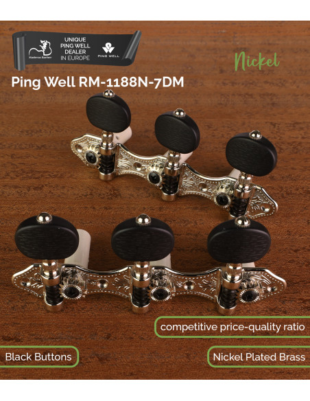Clavijero Ping Well® 3+3 Níquel RM-1188N-7DM Guitarra Clásica | Maderas Barber