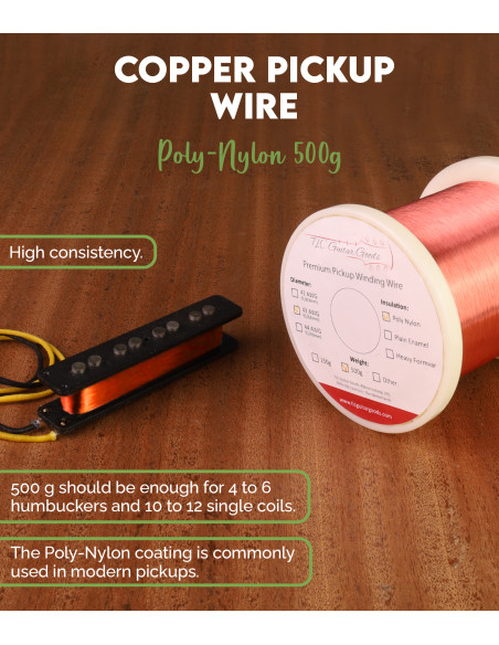 Bobina Hilo de Cobre para Pastillas 43 AWG Poly-Nylon 500g | Maderas Barber