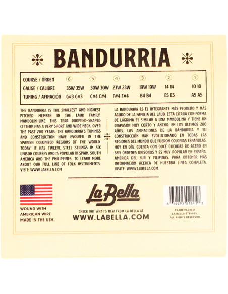 Juego de Cuerdas La Bella MB550 Bandurria | Maderas Barber