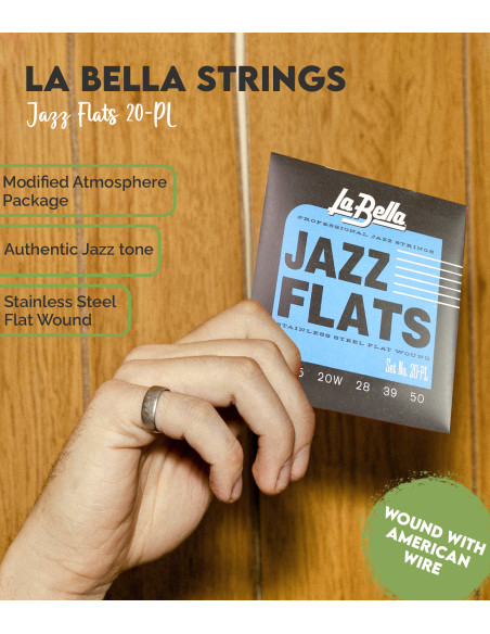 La Bella 20PL Jazz Flats Flatwound Guitare Électrique 11-50 | Maderas Barber