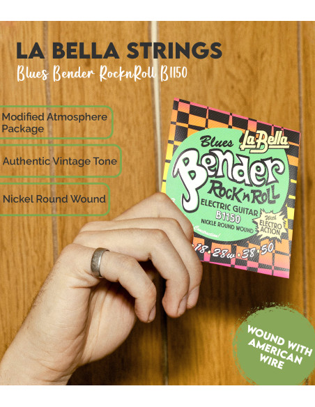 Juego de Cuerdas La Bella Blues Bender B1150 Guitarra Electrica| Maderas Barber