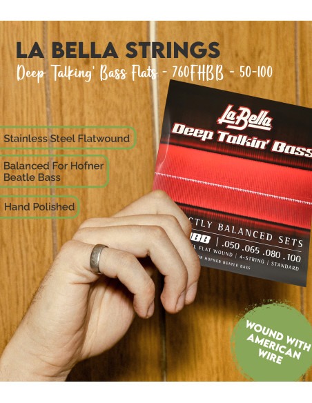 Juego de Cuerdas La Bella 760FHBB Bajo Eléctrico Hofner Beatle | Maderas Barber