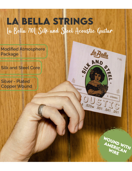 Jeu de Cordes La Bella 710L Guitare Acoustique Silk and Steel | Maderas Barber