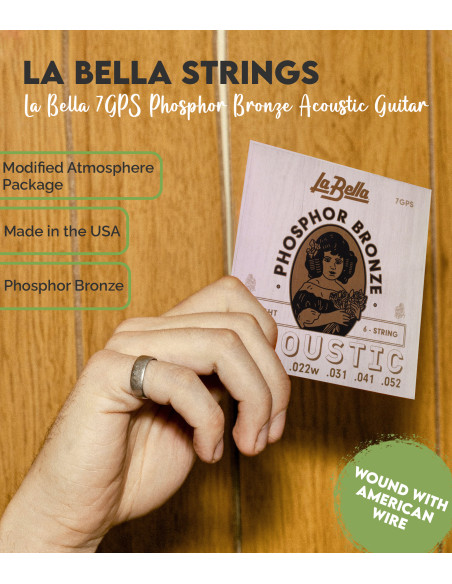 La Bella 7GPS Phosphor Bronze Acoustic Guitar Strings | Maderas Barber
