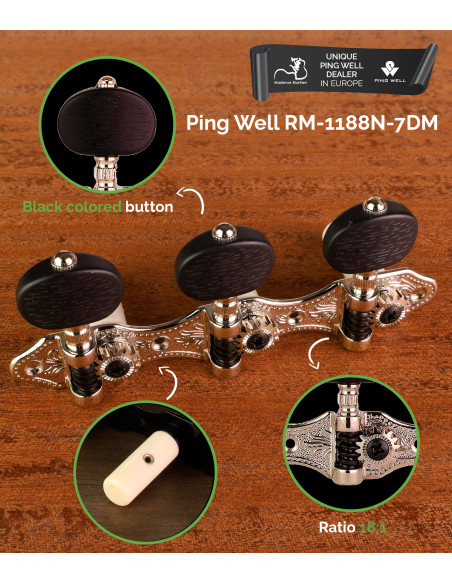 Mécaniques Ping Well® 3+3 Nickel RM-1188N-7DM | Maderas Barber