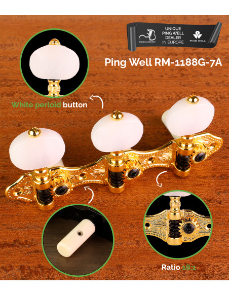 Clavijero Ping Well® 3+3 Dorado Perla Ping Well® RM-1188G-7A Clásica | Maderas Barber