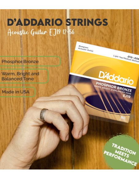 Buy D'Addario Acoustic Guitar Strings Set EJ19 12-56