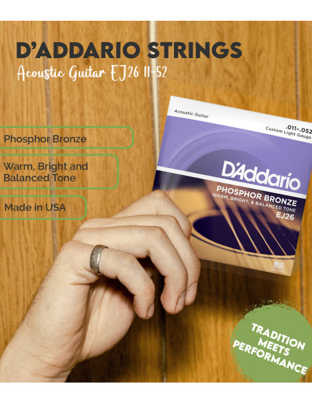 Cuerdas Guitarra Acústica D'Addario EJ26 | Maderas Barber