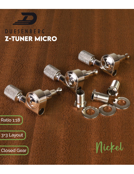 Clavijero Guitarra Duesenberg Z-Tuner Micro 3+3 Níquel | Maderas Barber