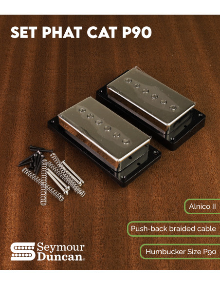 Set Pastillas Guitarra Eléctrica Seymour Duncan Phat Cat P90 Níquel | Maderas Barber