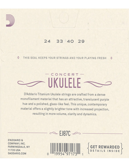 Comprar Juego Cuerdas D'Addario Ukelele Concert EJ87C
