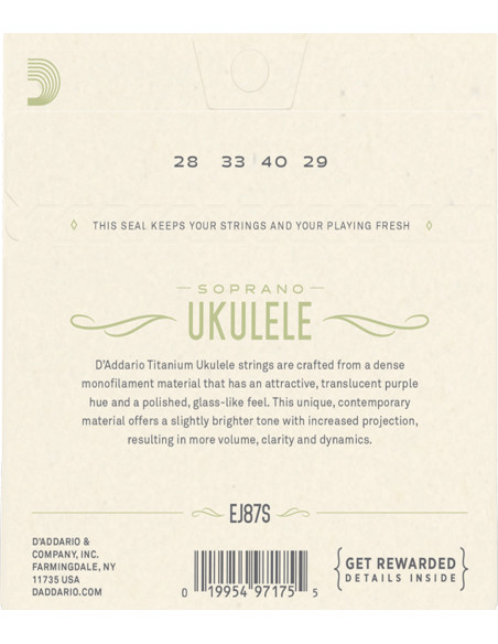 Comprar Juego Cuerdas D'Addario Ukelele Soprano EJ87S