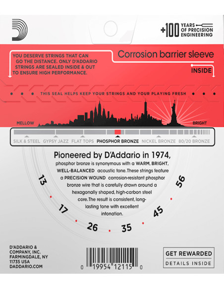 Buy D'Addario Acoustic Guitar Strings Set EJ17 13-56