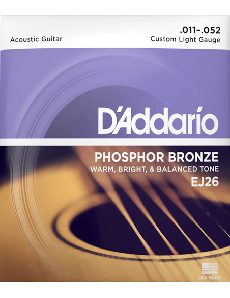 Jeu de Cordes Guitare Acoustique D'Addario EJ26