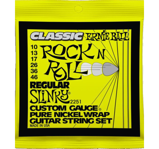 set de cordes Ernie Ball Guitare Électrique Pure Nickel Slinky Rock and Roll 10-46
