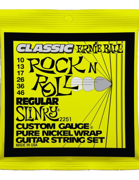 set de cordes Ernie Ball Guitare Électrique Pure Nickel Slinky Rock and Roll 10-46