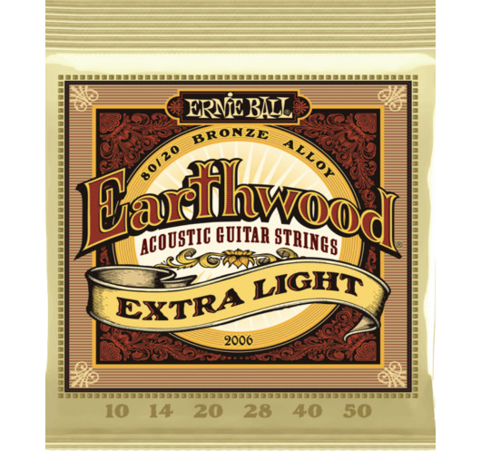 Juego de Cuerdas Ernie Ball Guitarra Acústica Earthwood Extra Light 10-50