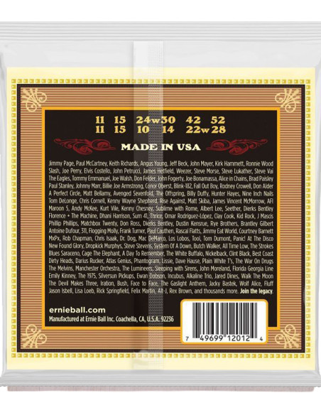 Juego de Cuerdas Ernie Ball Guitarra Acústica 12 cuerdas Earthwood