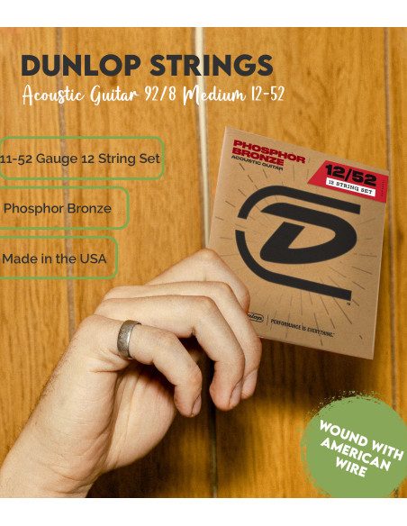 Buy Dunlop Phosphor Bronze 92/8 Medium 12-52 acoustic 12-string