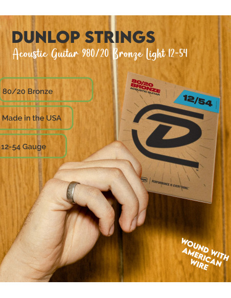Buy Dunlop 80/20 Bronze Light 12-54 acoustic guitar String Set